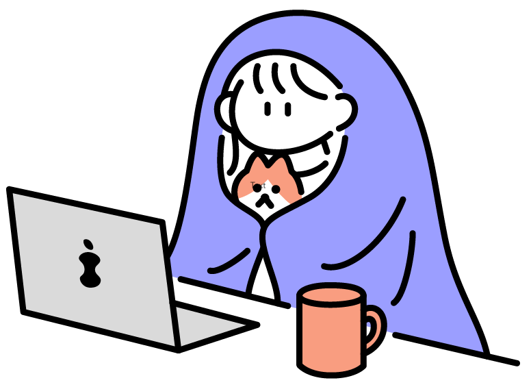 Girl Watching Laptop Illustrated