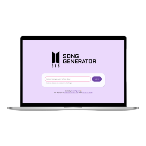 BTS Song Generator Laptop View